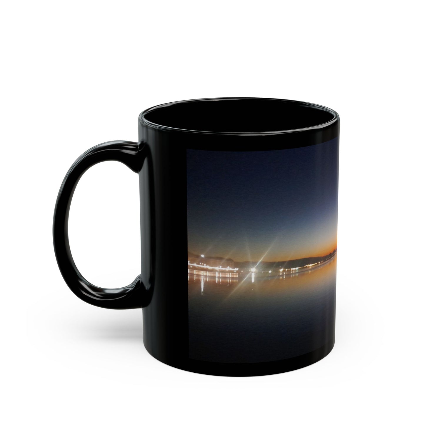Sunset Horizon Switzerland Black Mug Reflection 11oz/15oz