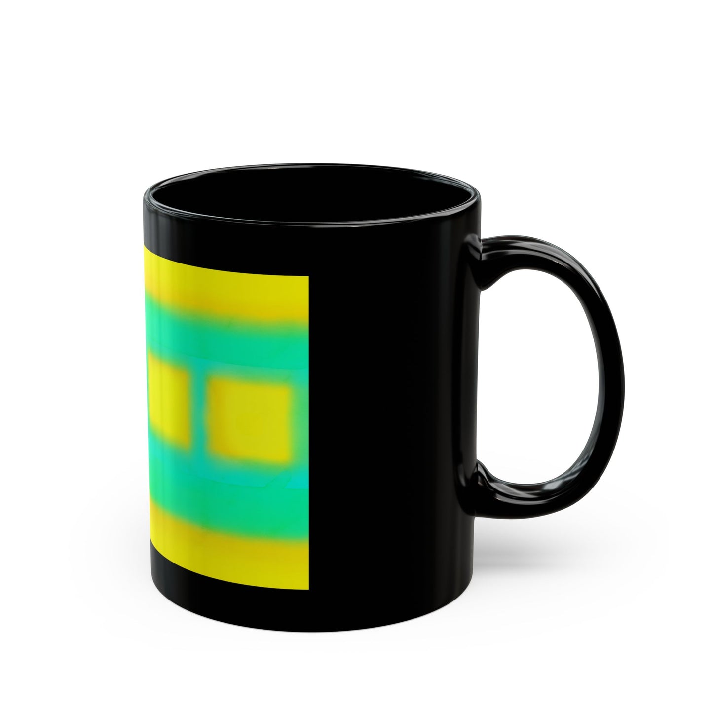 Abstract Neon Stripe Mug — Bright Yellow & Teal Geometric Coffee Cup