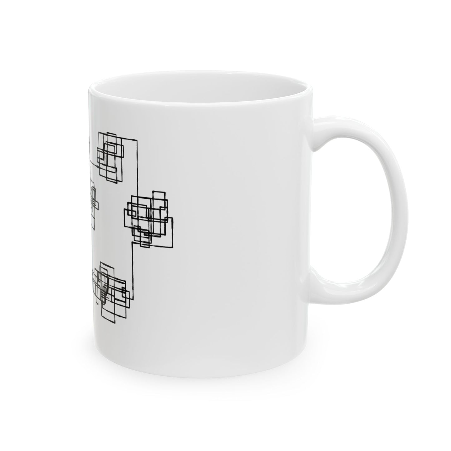 Abstract Geometric Squares Ceramic Mug – Modern Black  11oz/15oz