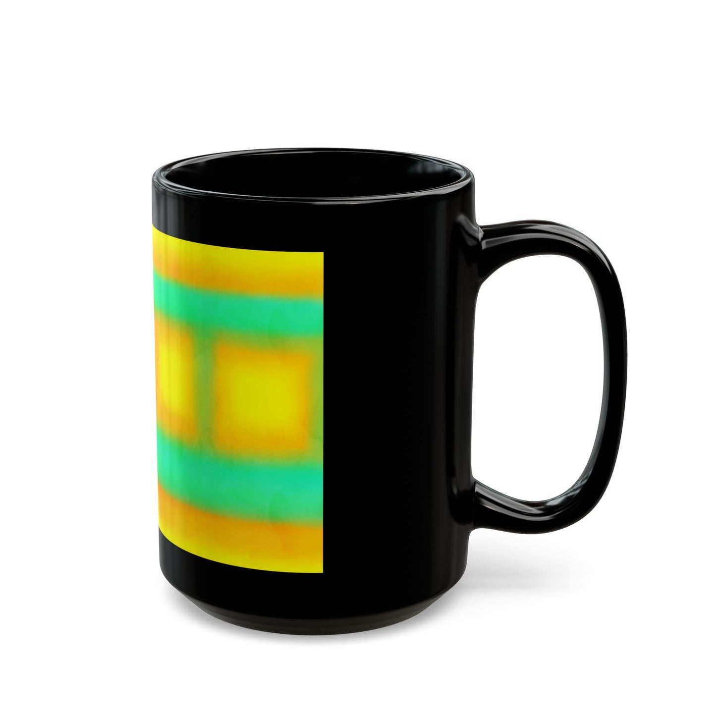 Four half sunset/rise  spring green sky Mug part of"SUN SERIES"- Bold Geometric Black Mug(11oz & 15oz)