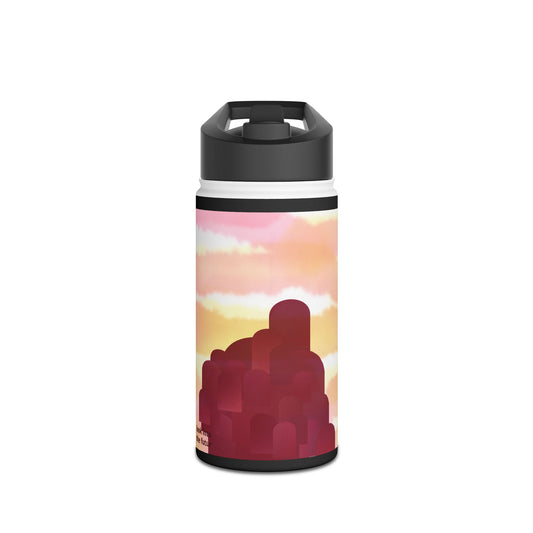 Sunset Silhouette "windows of future possibilities" Stainless Steel Water Bottle — Gradient Sky & Archway Design