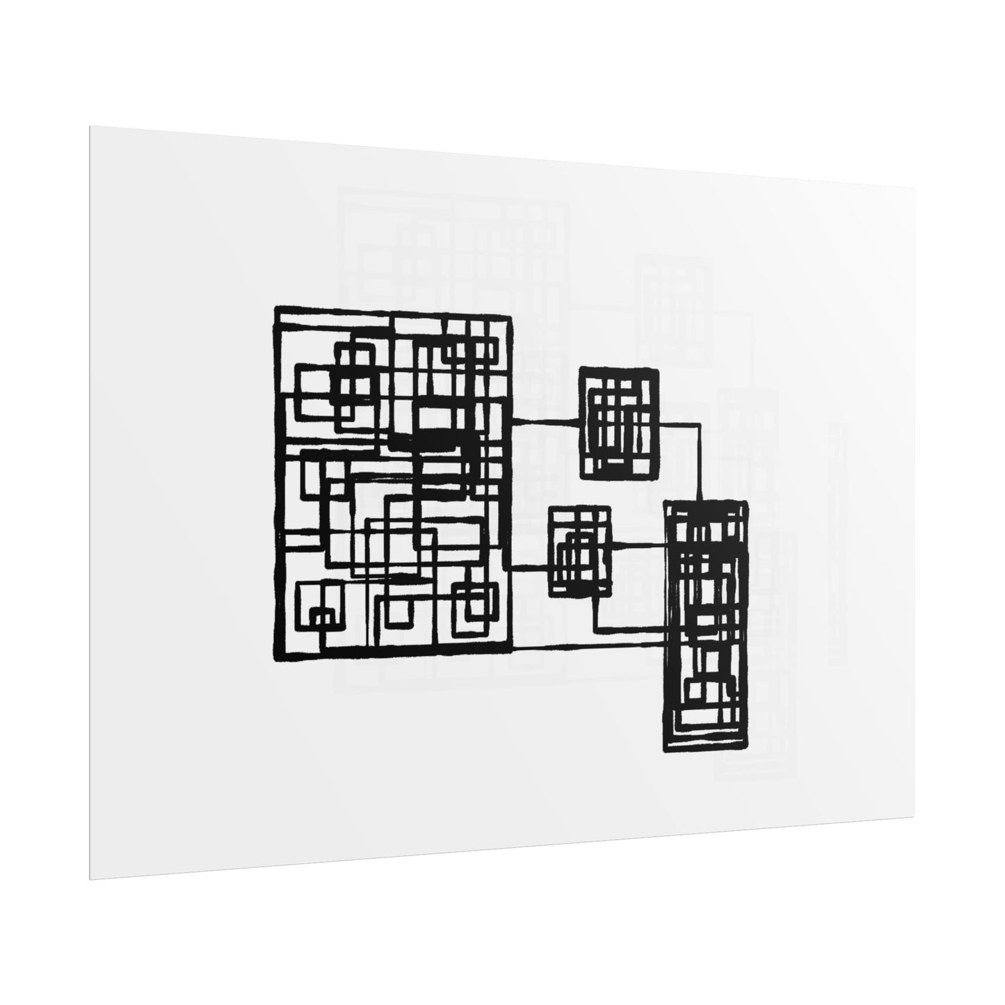 Abstract Geometric Art Poster — Minimal Black Print