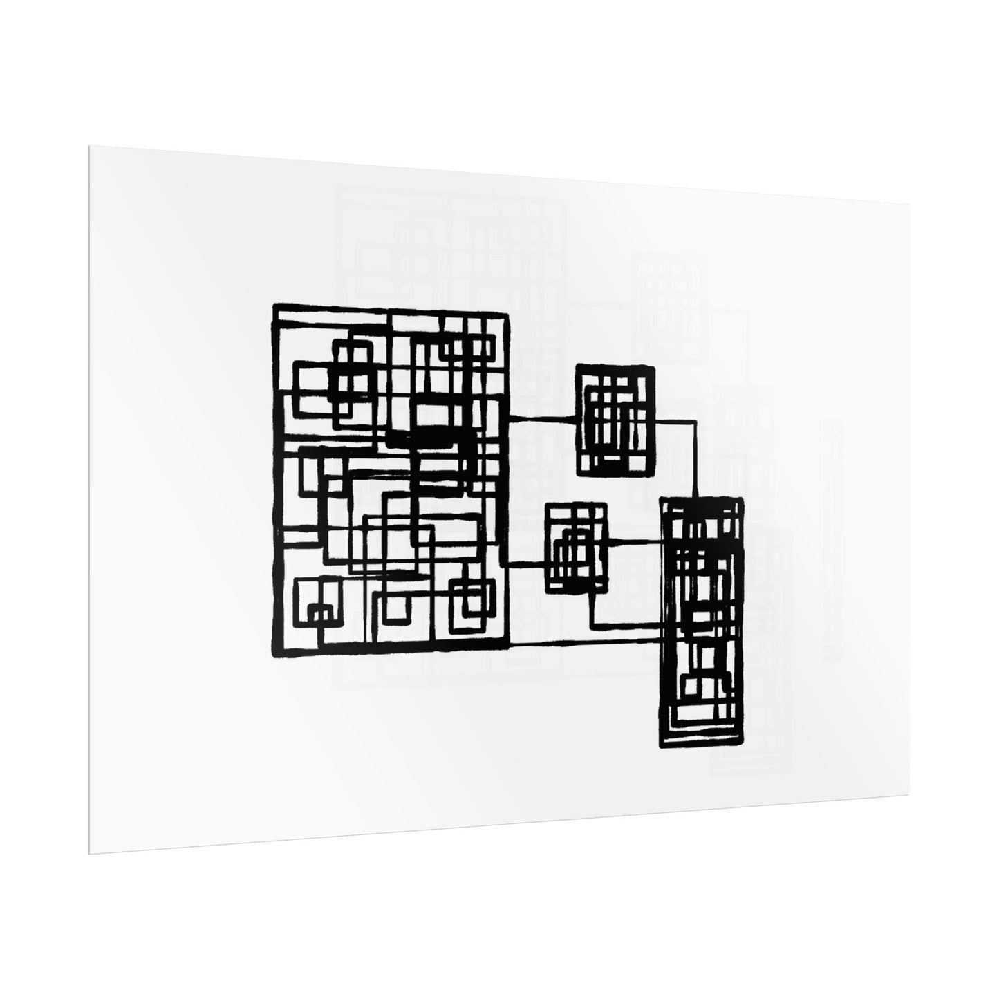 Abstract Geometric Art Poster — Minimal Black Print
