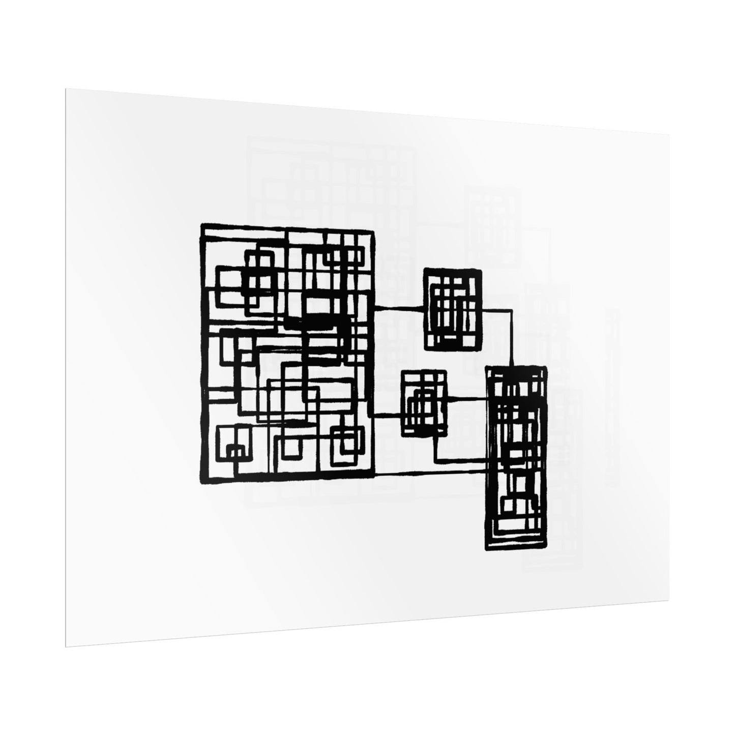 Abstract Geometric Art Poster — Minimal Black Print