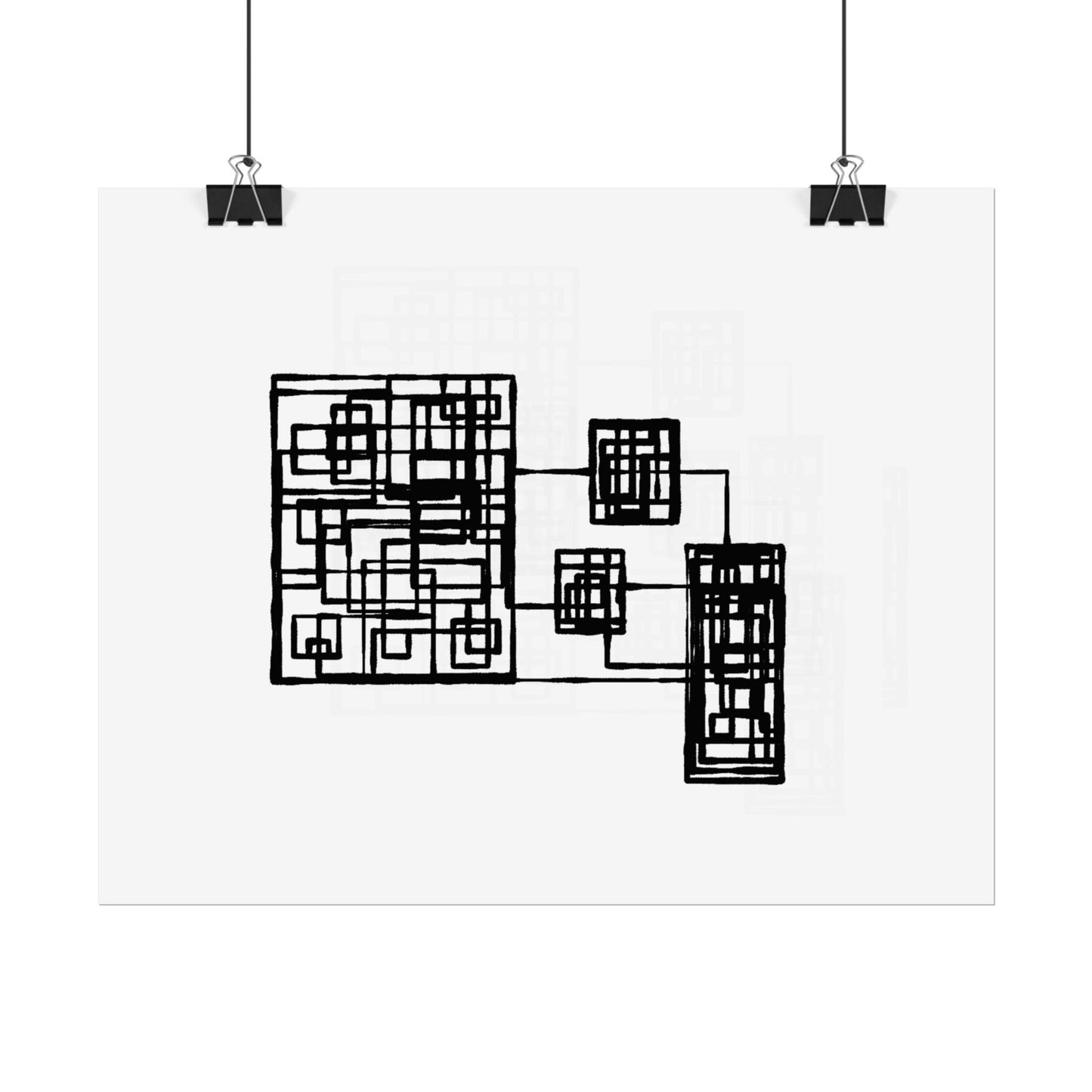 Abstract Geometric Art Poster — Minimal Black Print