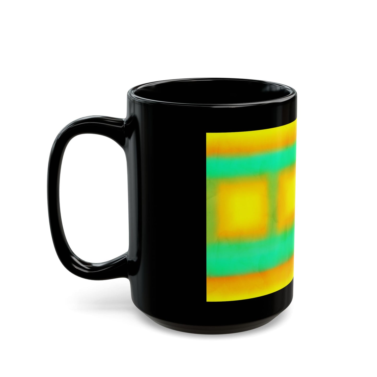 Four half sunset/rise  spring green sky Mug part of"SUN SERIES"- Bold Geometric Black Mug(11oz & 15oz)