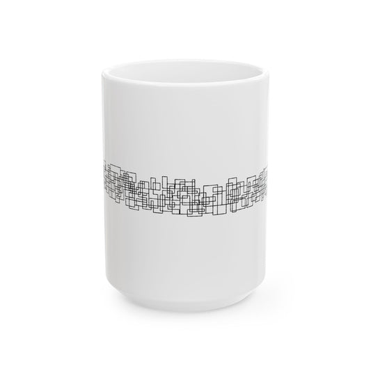 Geometric Grid Line Mug — Minimal Abstract Pattern Coffee Cup (11oz, 15oz)