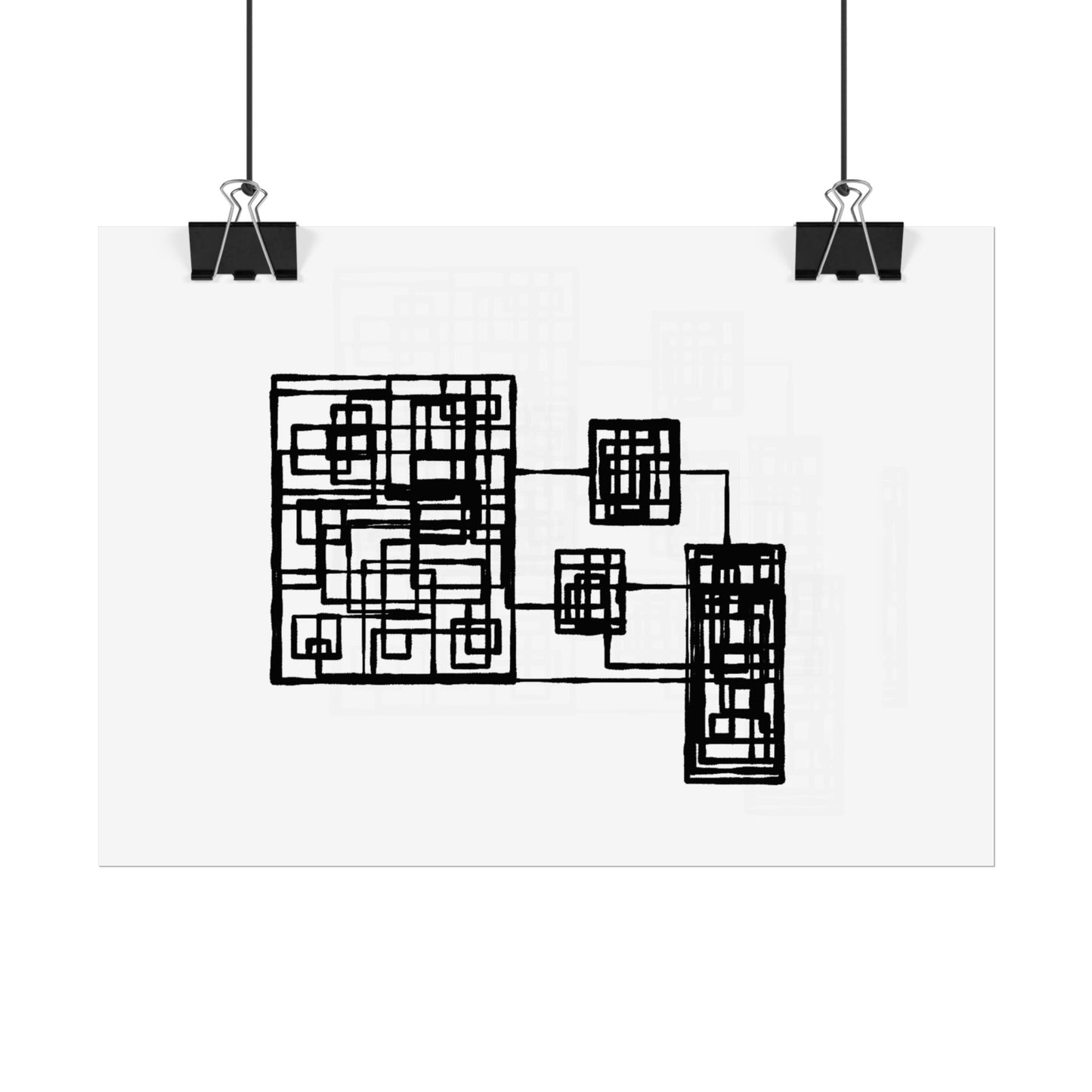 Abstract Geometric Art Poster — Minimal Black Print