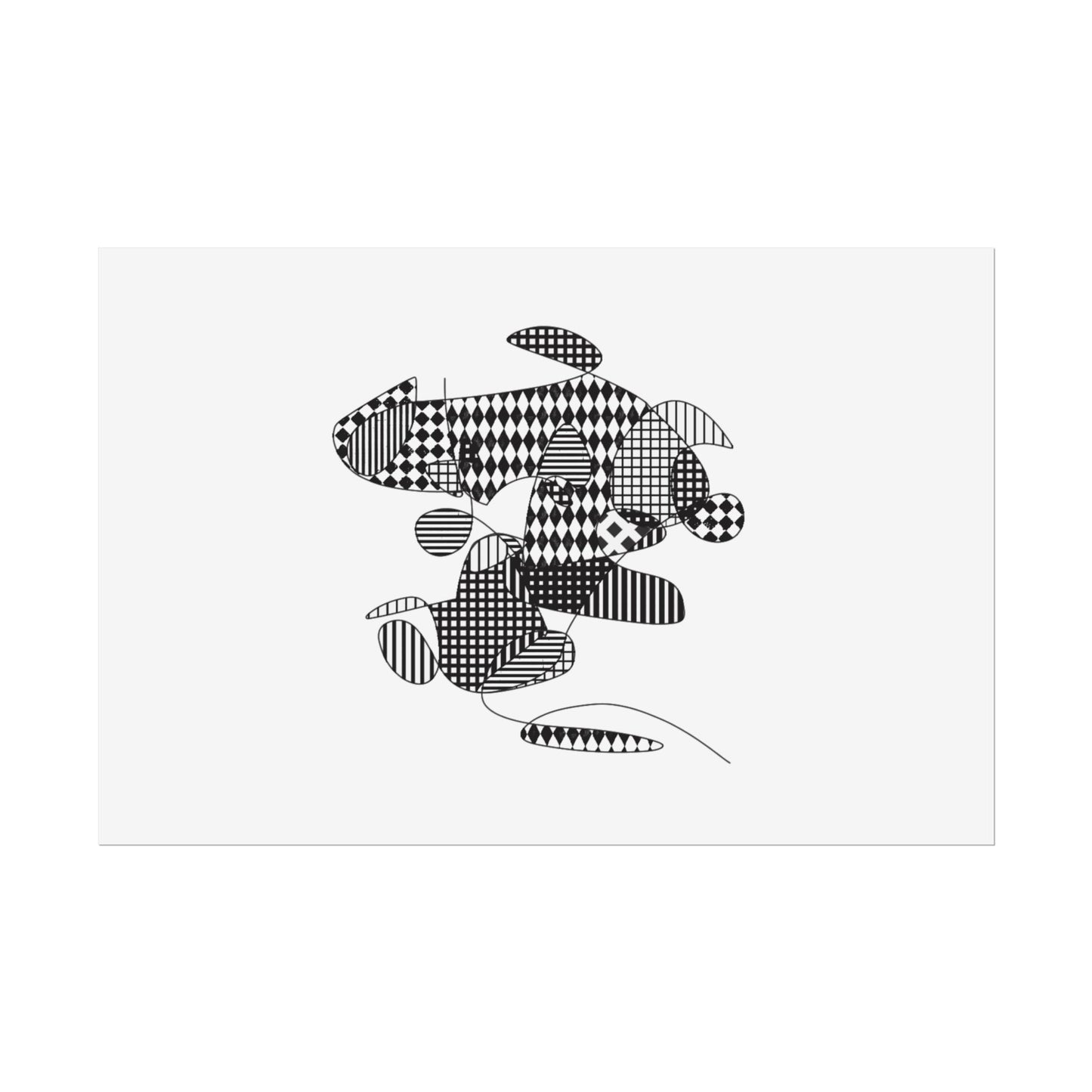 Rolled Poster — Minimal Black curves pattern Art Print
