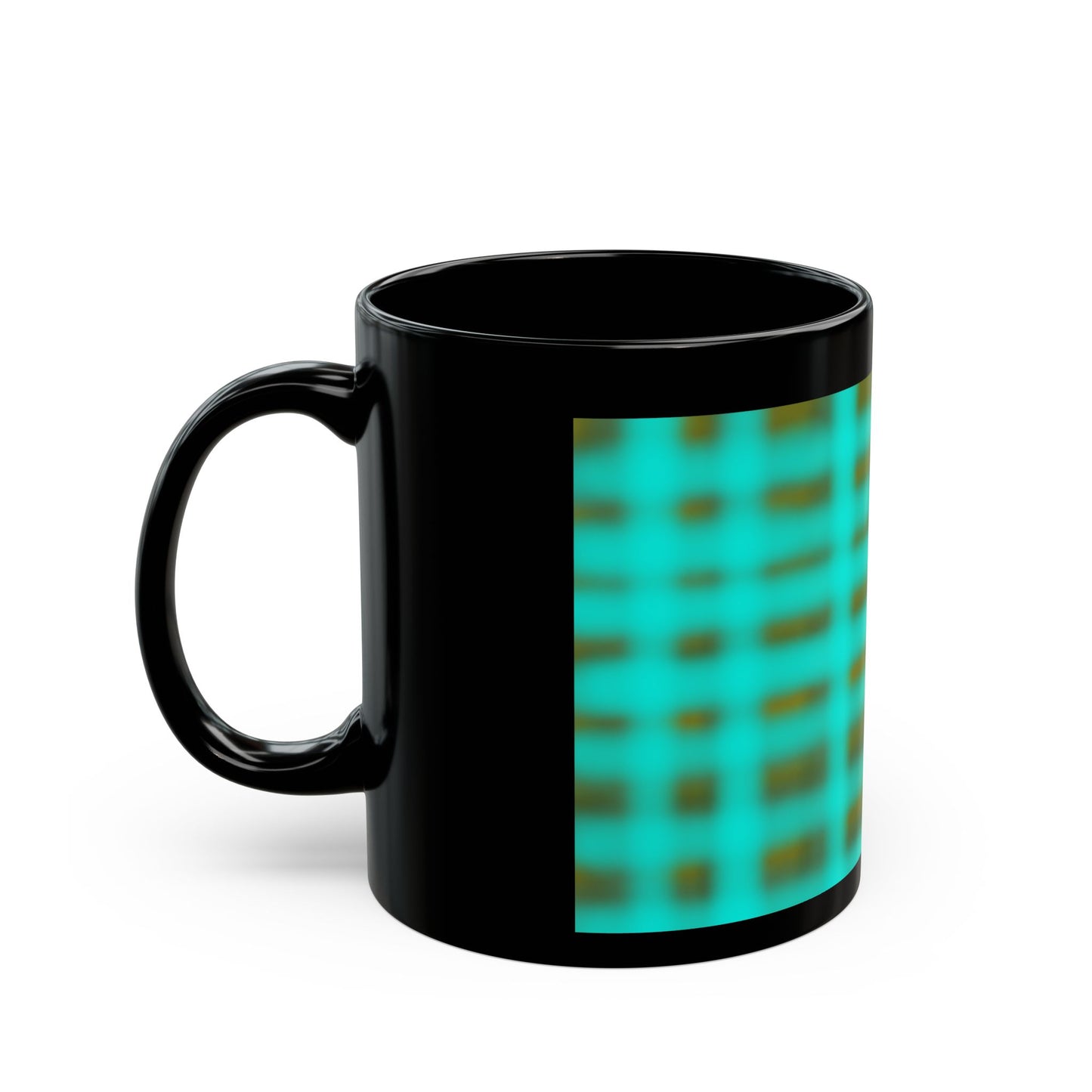 Turquoise glowing Black Mug – Retro Grid Mug(11oz & 15oz)