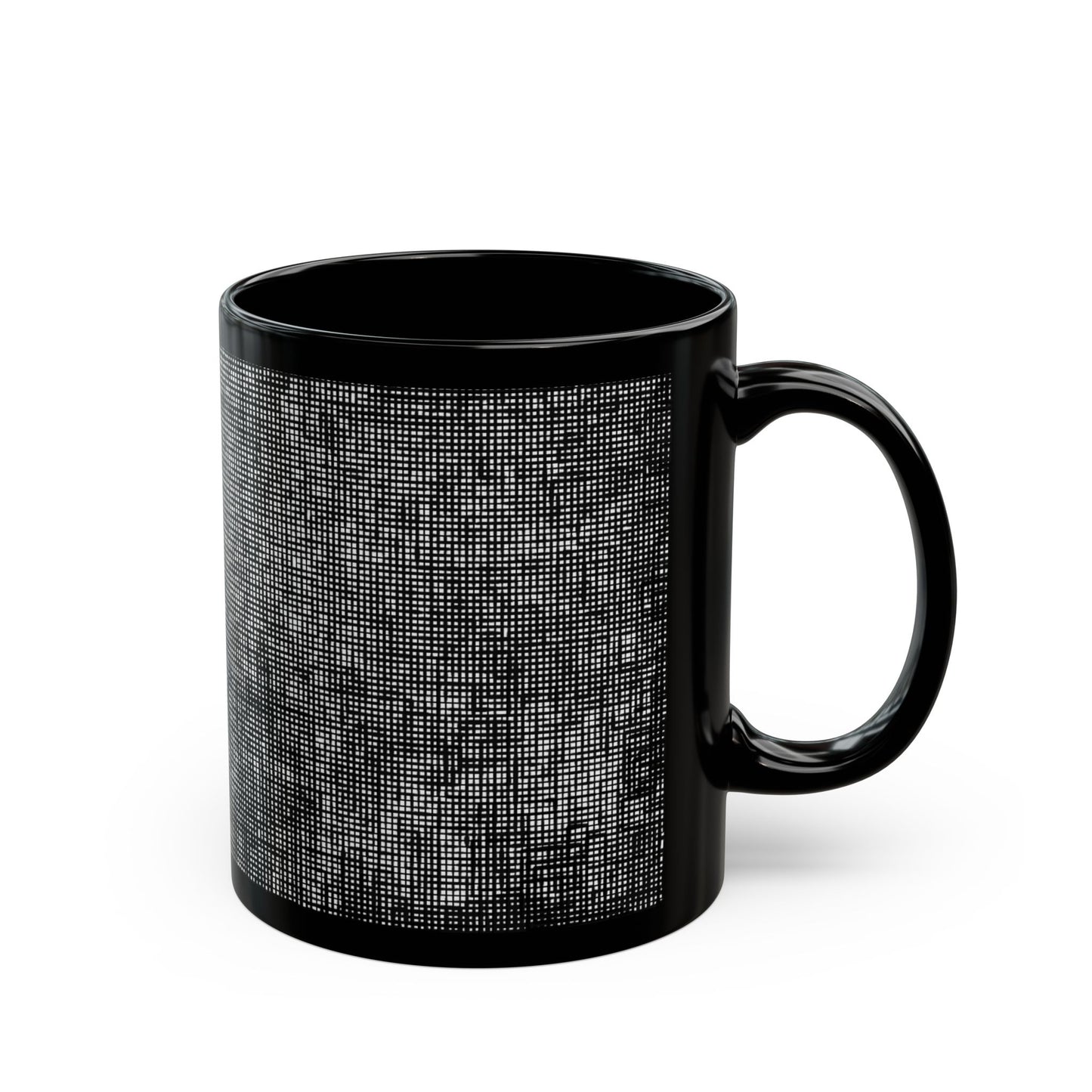 Black Textured Mug "Shadow figures" - Modern black Plaid Ceramic Cup (11oz, 15oz)
