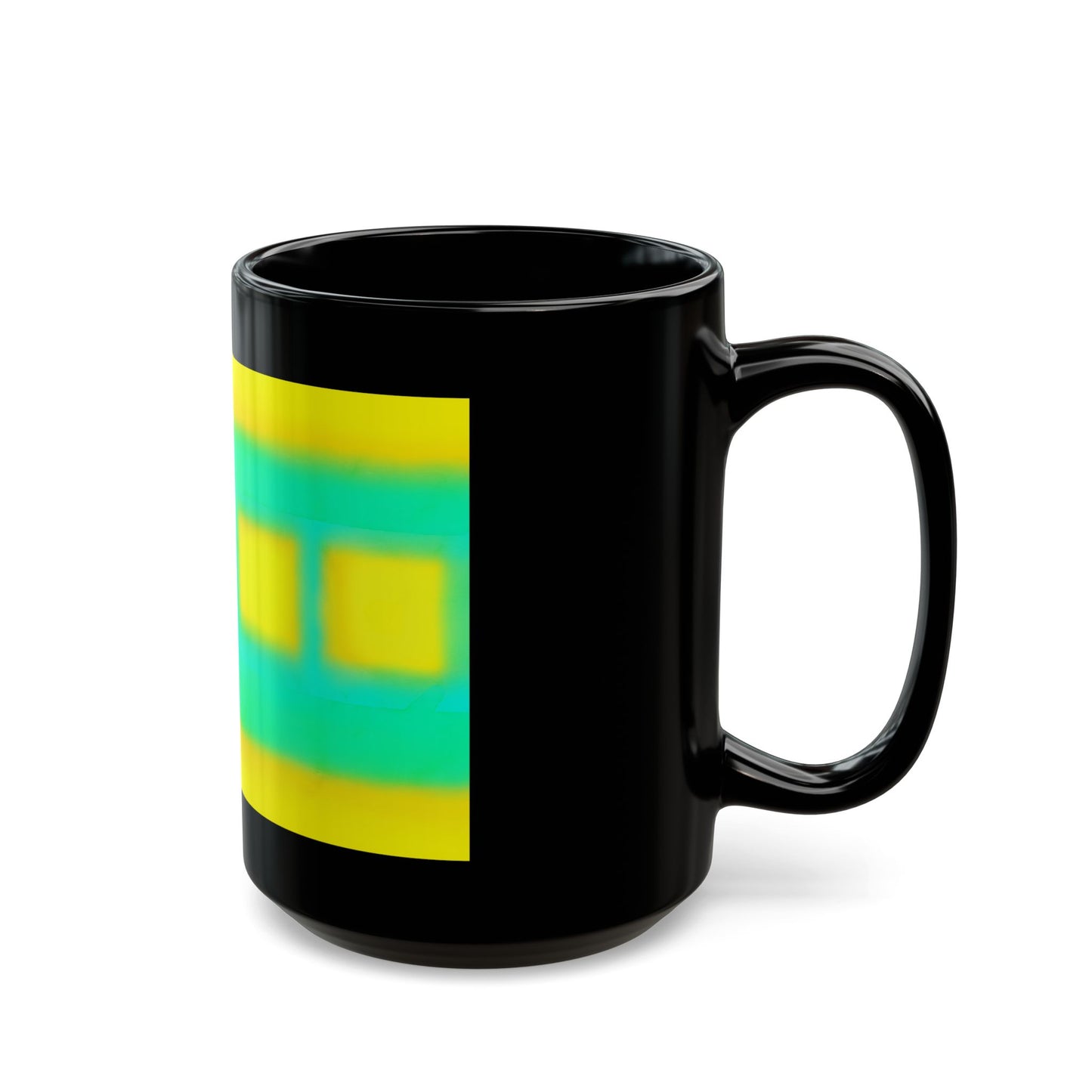 Abstract Neon Stripe Mug — Bright Yellow & Teal Geometric Coffee Cup