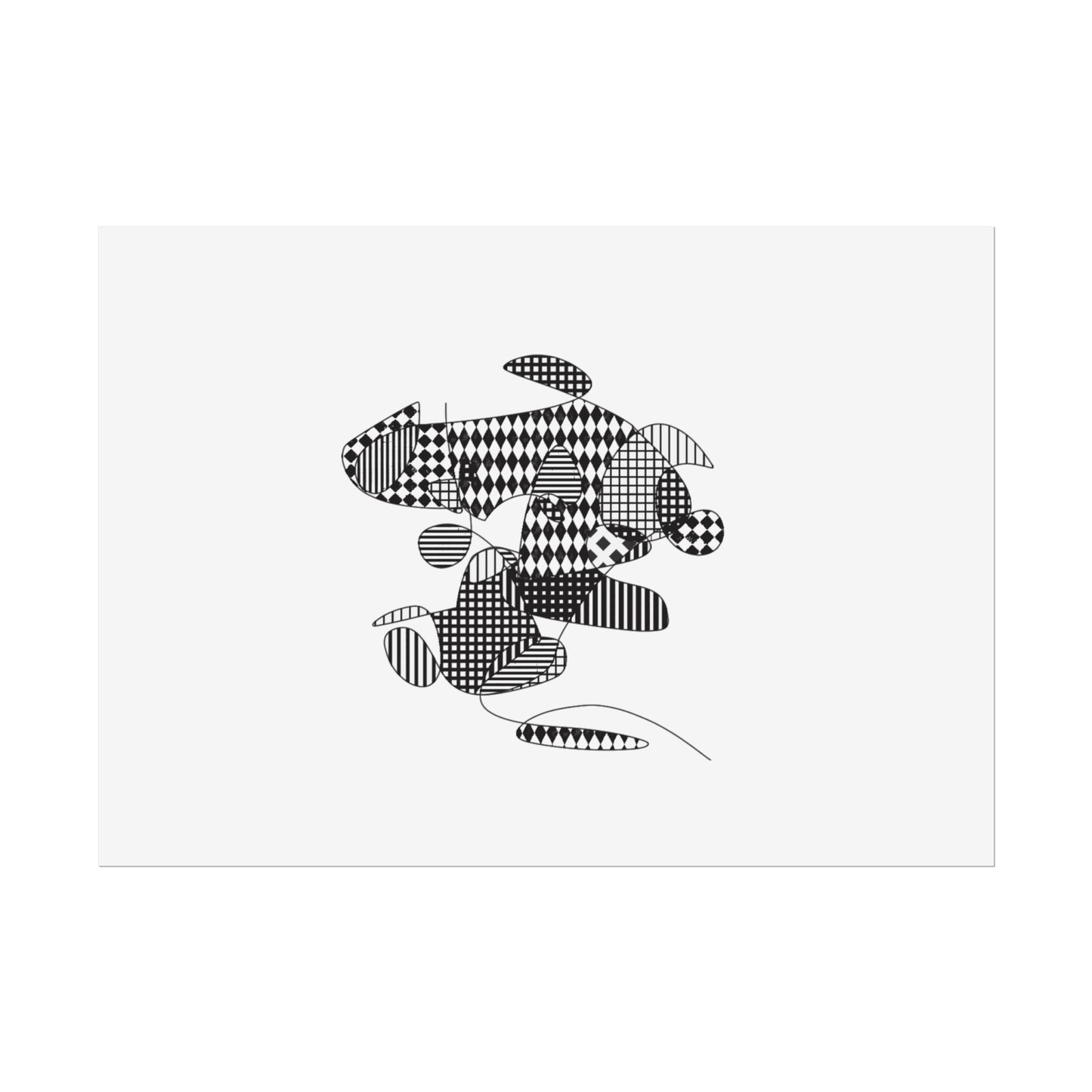 Rolled Poster — Minimal Black curves pattern Art Print