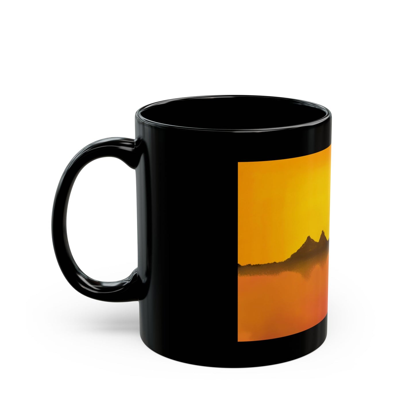 Sunset mountain Desert Silhouette Mug — Black Ceramic Coffee mug (11oz/15oz)