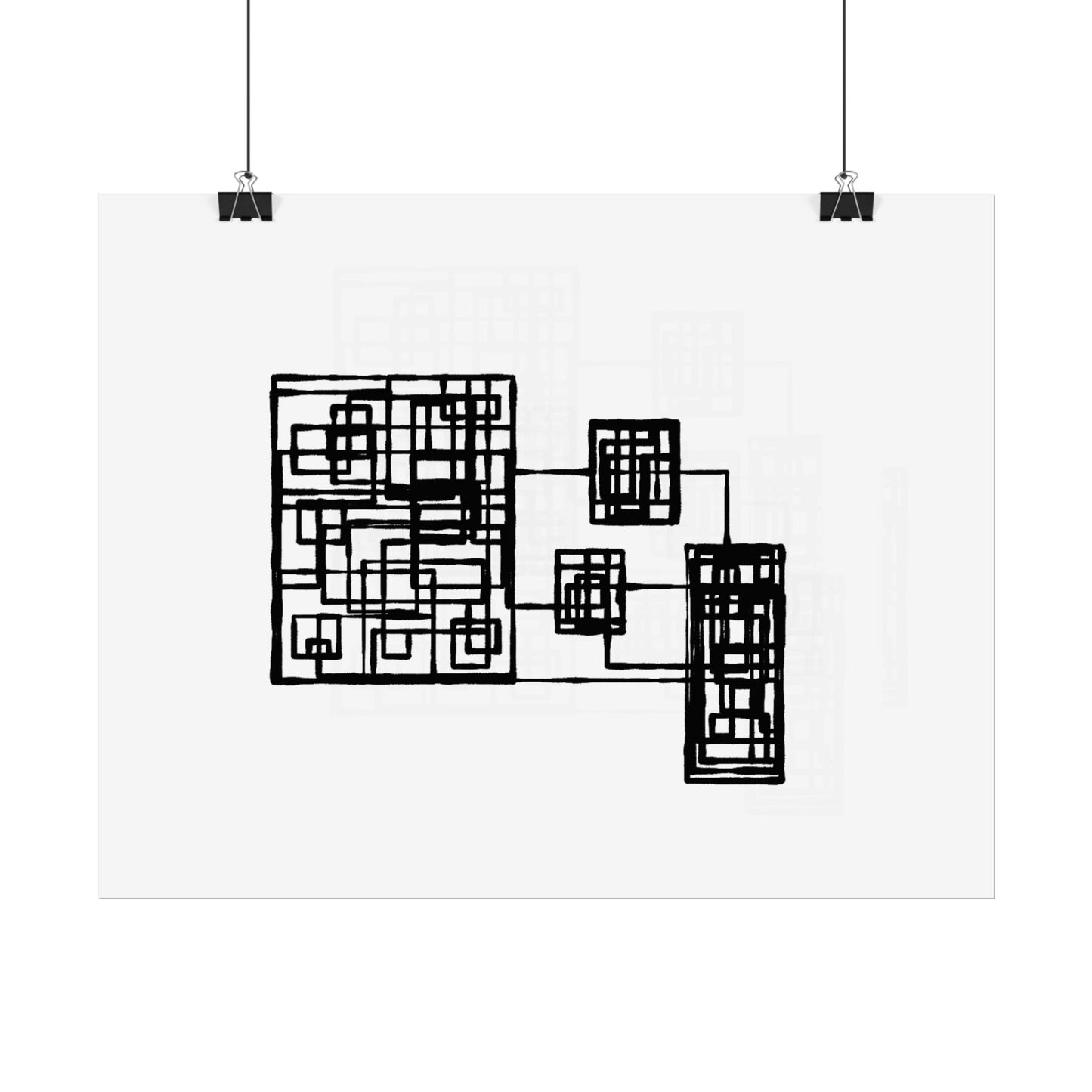 Abstract Geometric Art Poster — Minimal Black Print