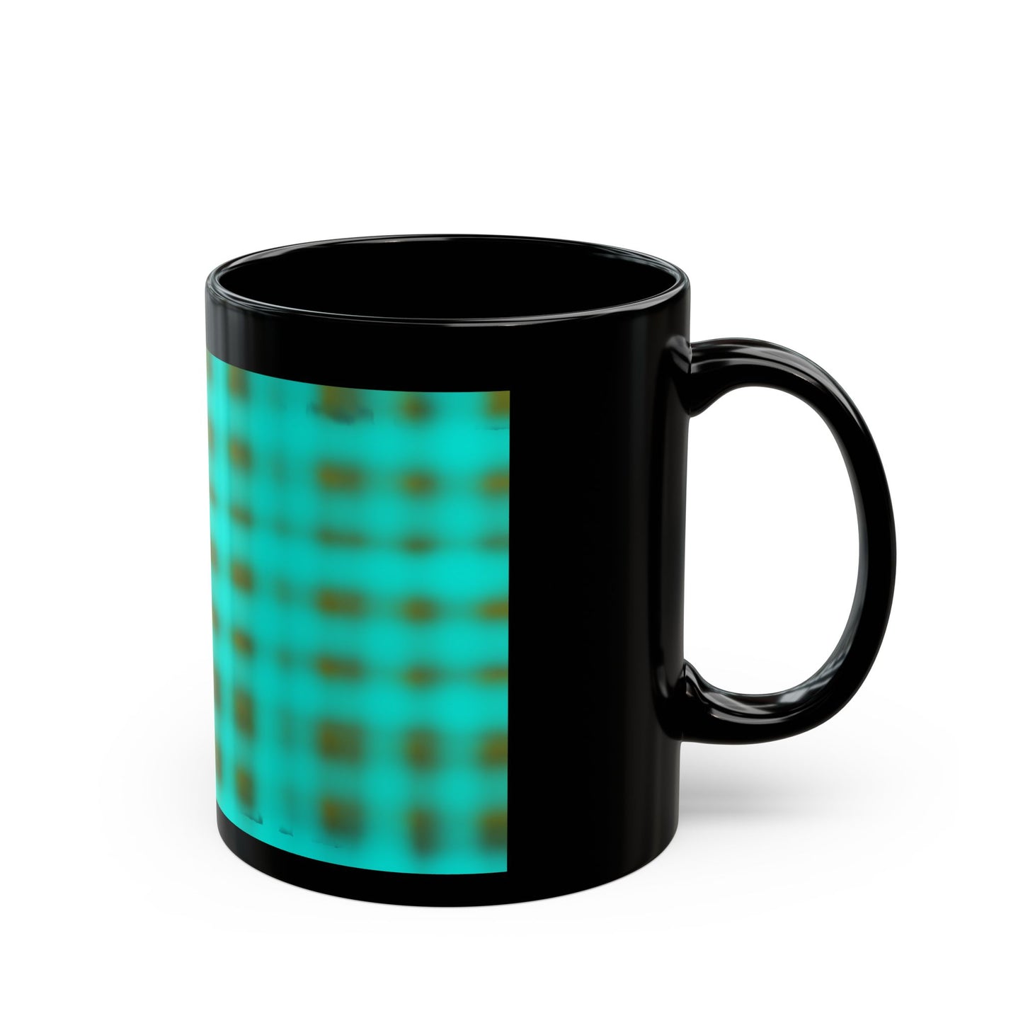 Turquoise glowing Black Mug – Retro Grid Mug(11oz & 15oz)