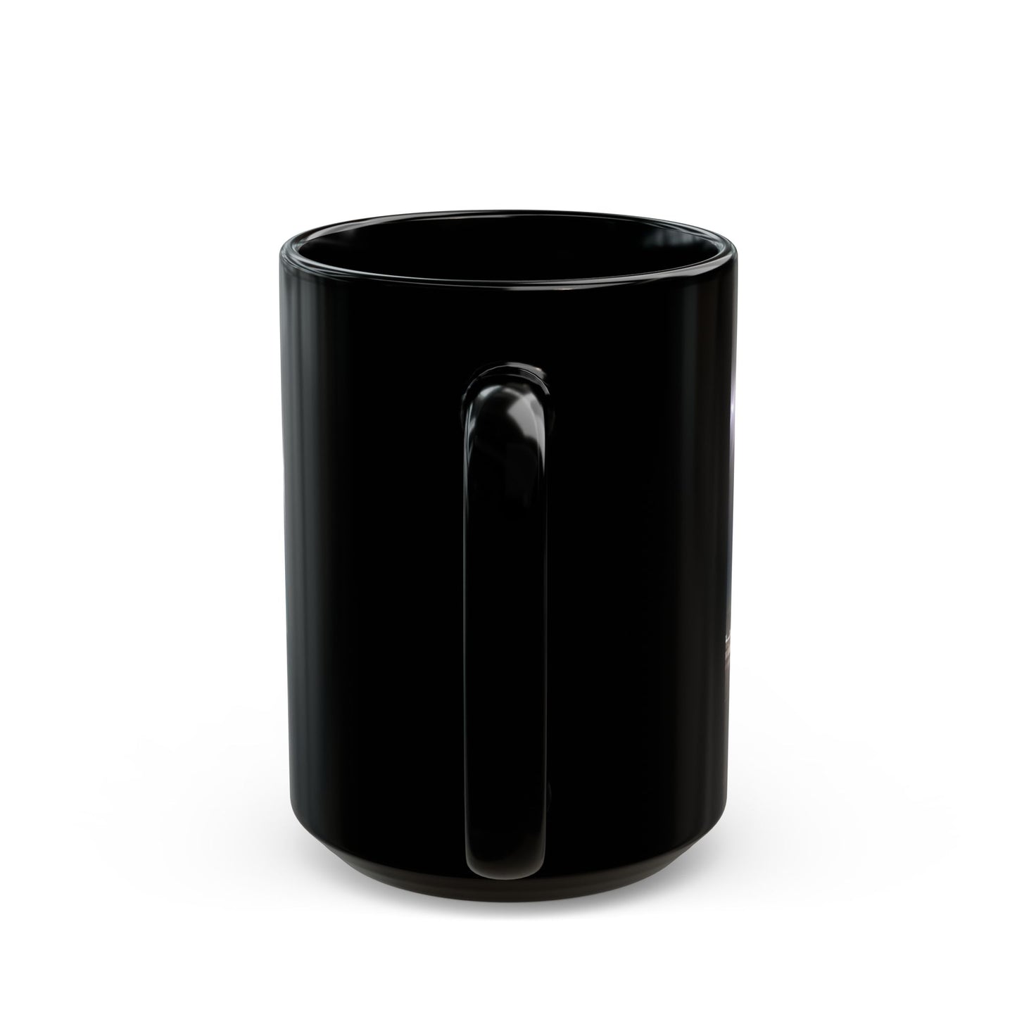 Black Ceramic Mug — Night Harbor Light Reflection Design in Switzerland(11oz, 15oz)