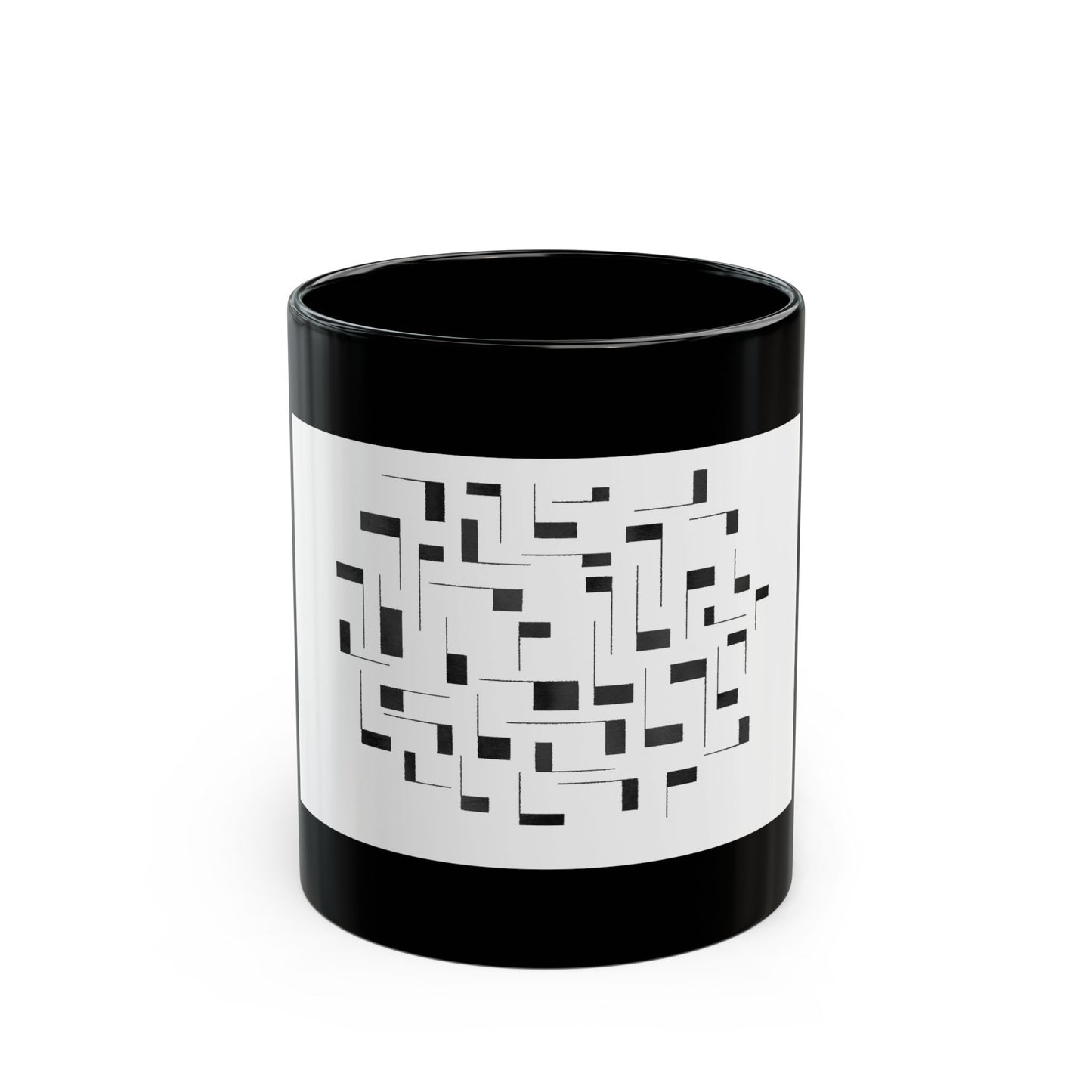 Modern Geometric Black Coffee Mug — office mug (11oz/15oz)