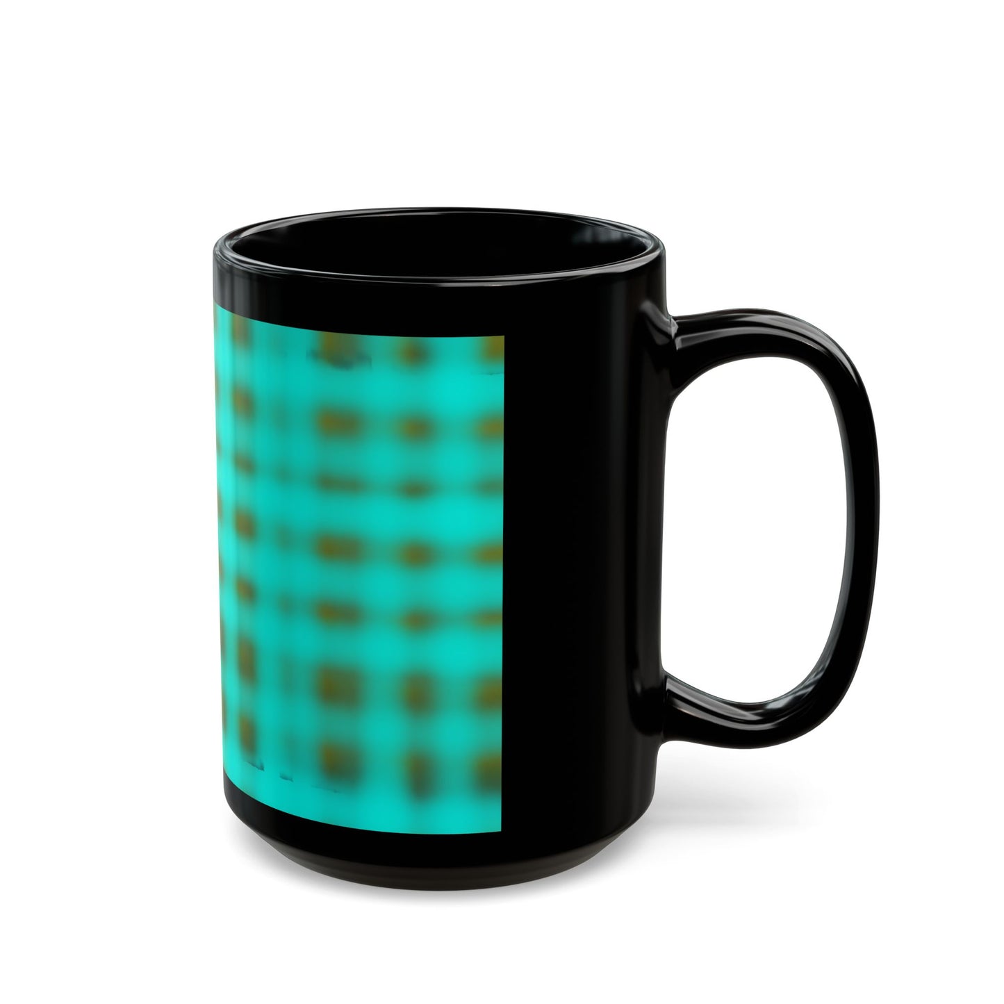 Turquoise glowing Black Mug – Retro Grid Mug(11oz & 15oz)