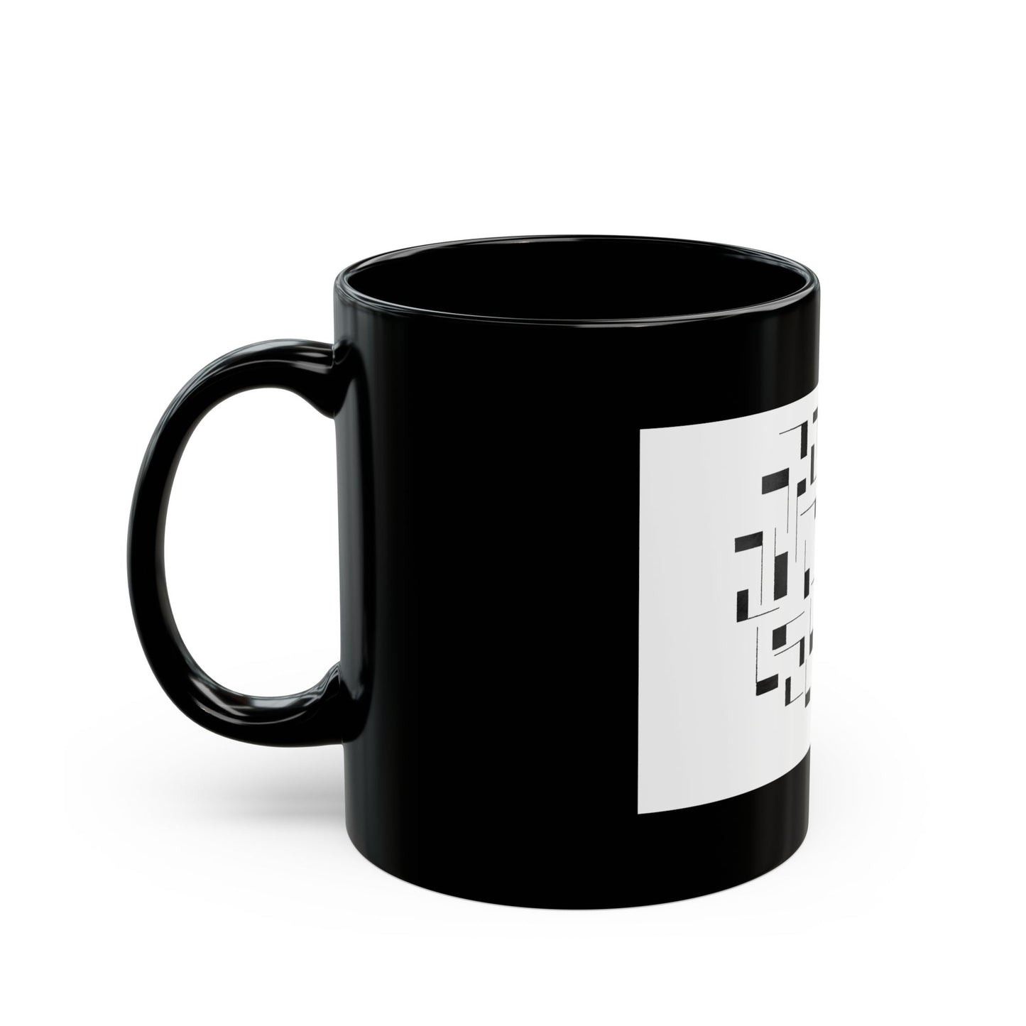 Modern Geometric Black Coffee Mug — office mug (11oz/15oz)