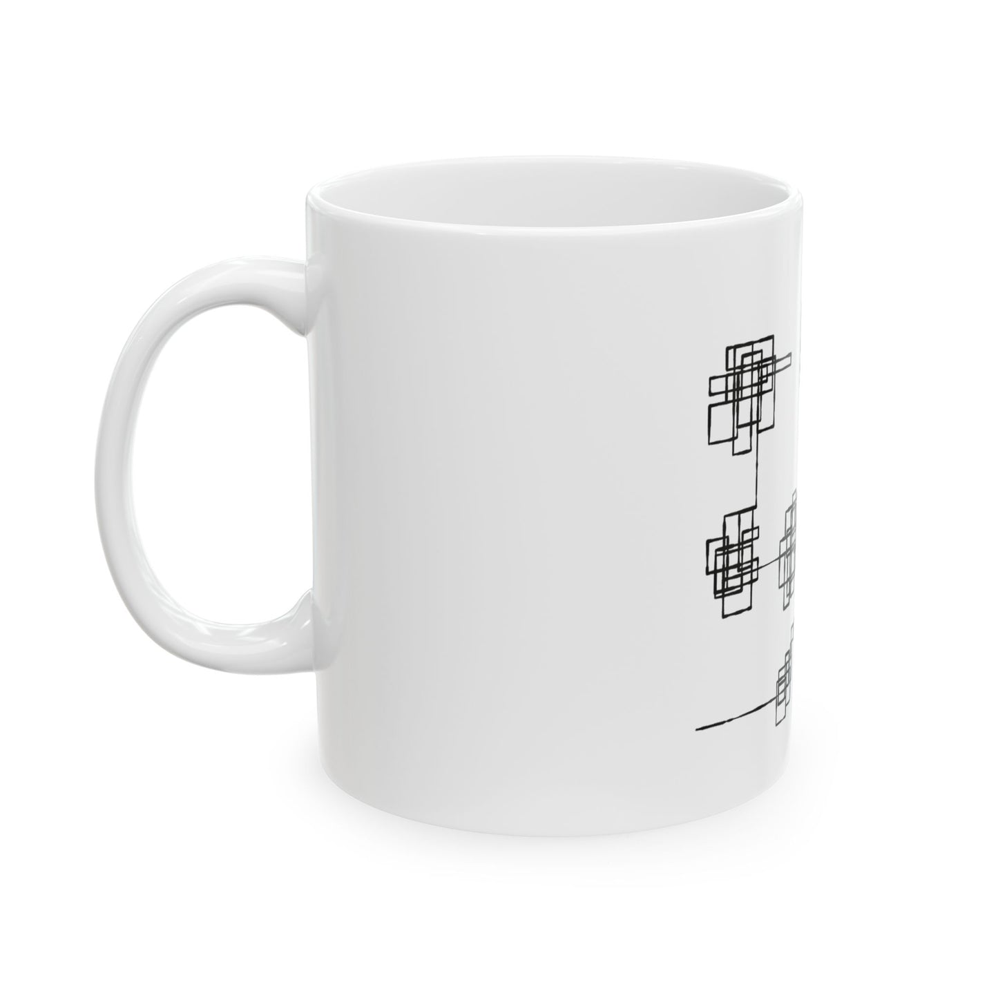 Abstract Geometric Squares Ceramic Mug – Modern Black  11oz/15oz