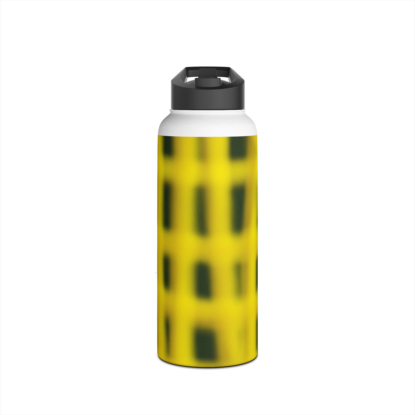 Yellow Grid Stainless Steel Bottle — Modern Abstract Pattern