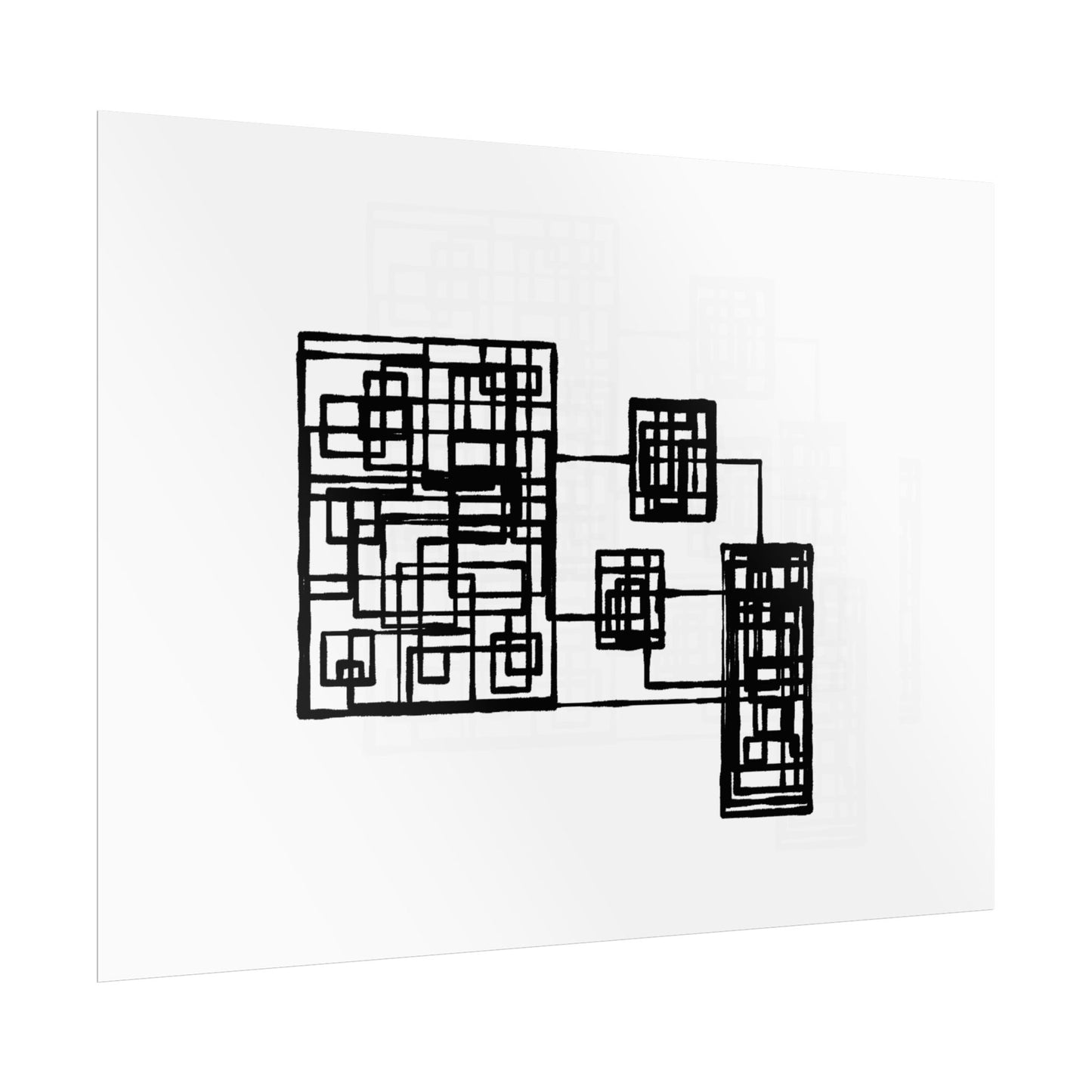Abstract Geometric Art Poster — Minimal Black Print