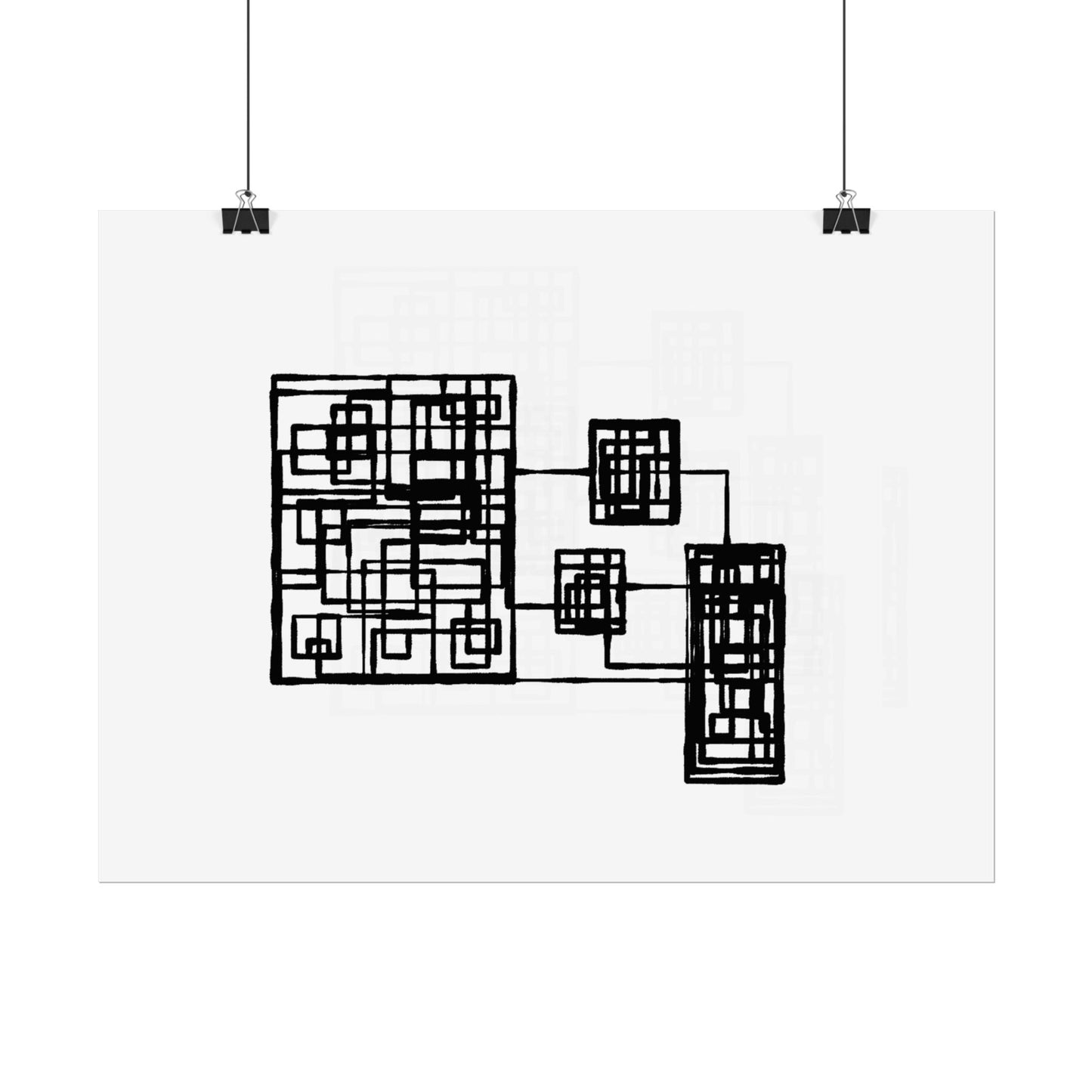 Abstract Geometric Art Poster — Minimal Black Print