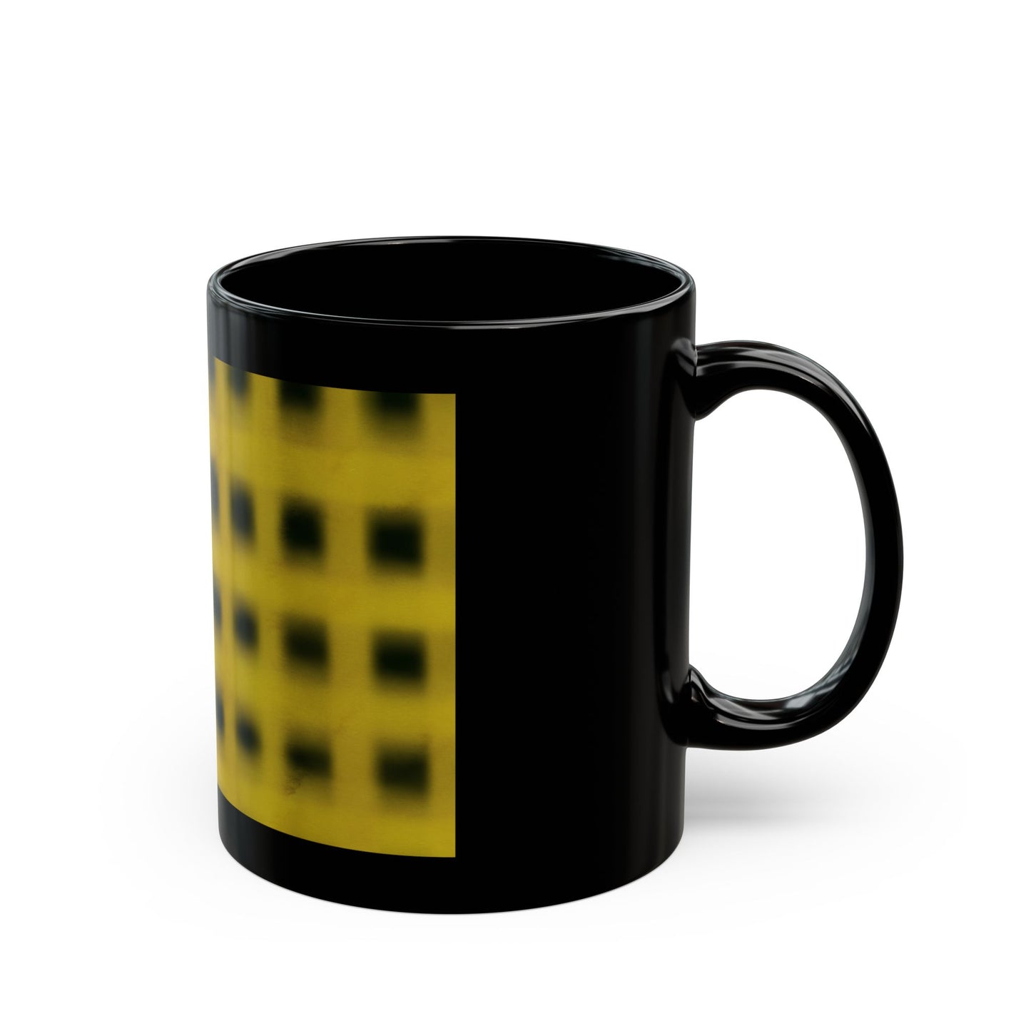 Yellow Grid Pattern Black Mug – Modern Geometric 11oz & 15oz