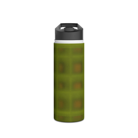 Stainless Steel Water Bottle — Olive Green Geometric Pattern
