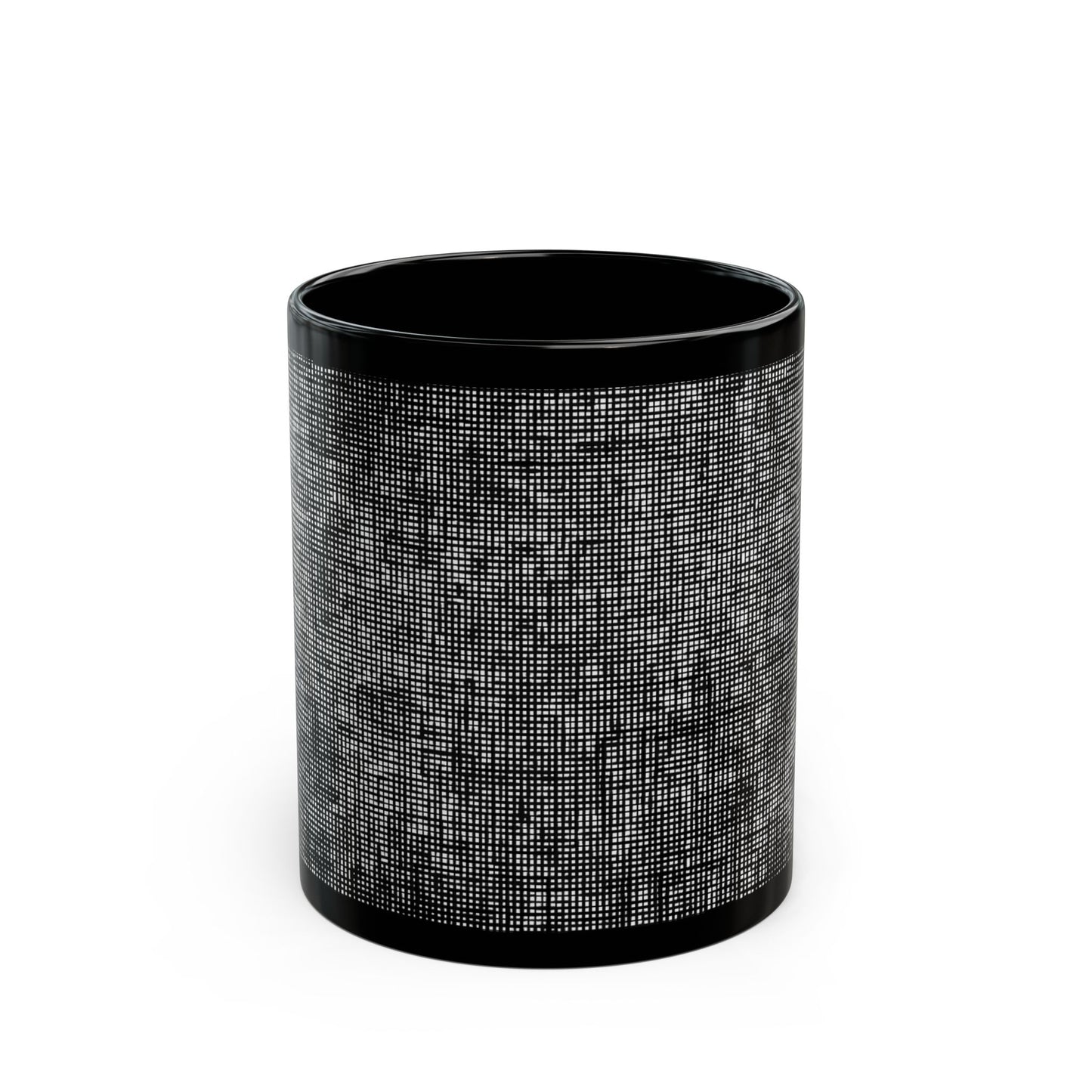 Black Textured Mug "Shadow figures" - Modern black Plaid Ceramic Cup (11oz, 15oz)