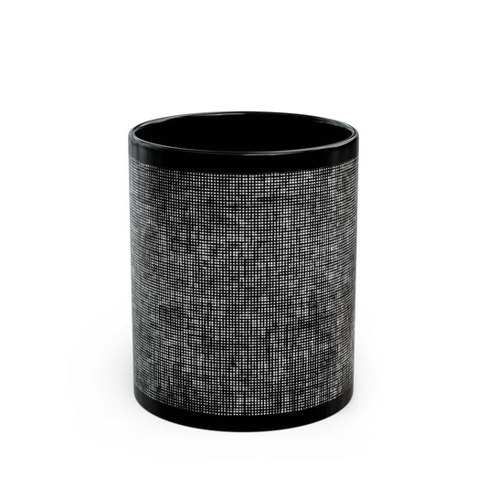 Black Textured Mug "Shadow figures" - Modern black Plaid Ceramic Cup (11oz, 15oz)