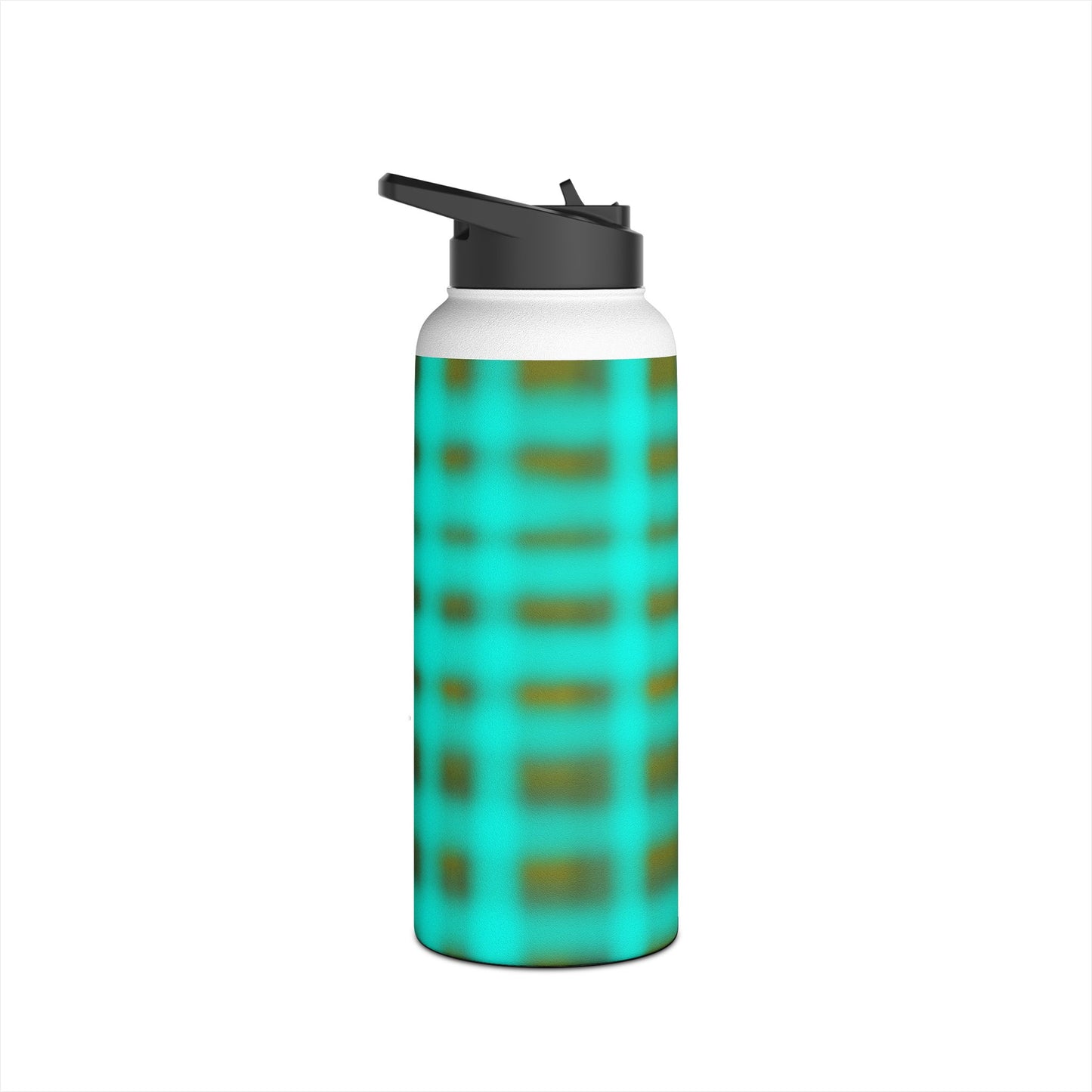 Aqua Plaid Stainless Steel Water Bottle – Insulated Travel Bottle