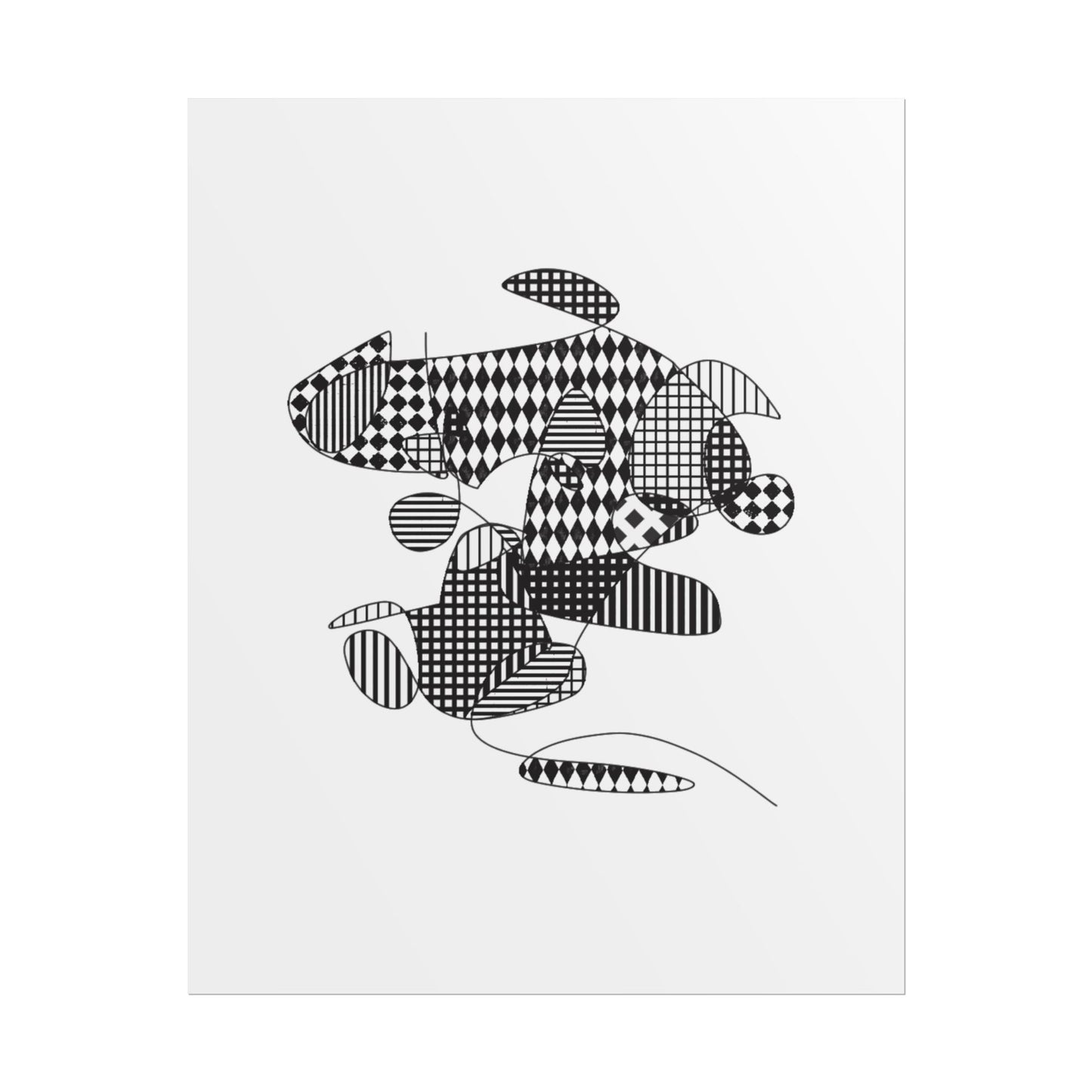 Rolled Poster — Minimal Black curves pattern Art Print