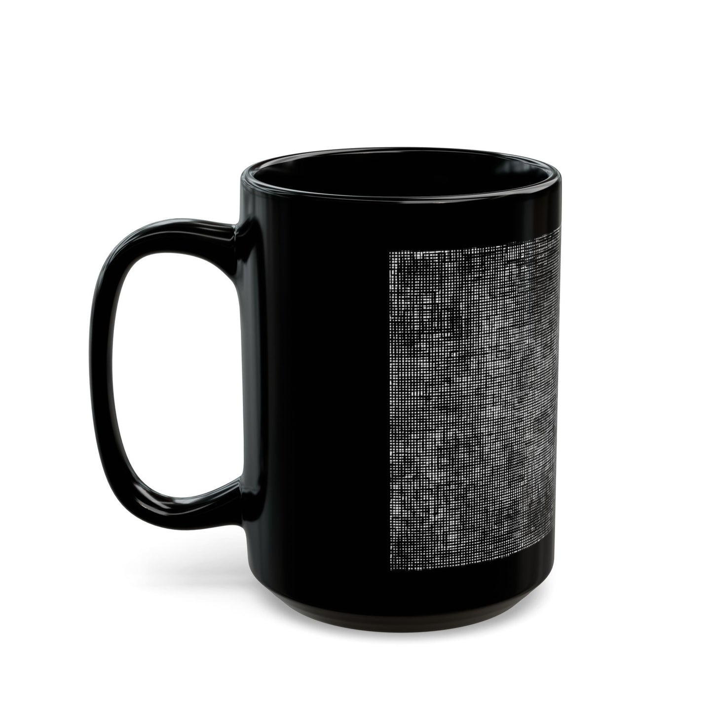 Black Textured Mug "Shadow figures" - Modern black Plaid Ceramic Cup (11oz, 15oz)