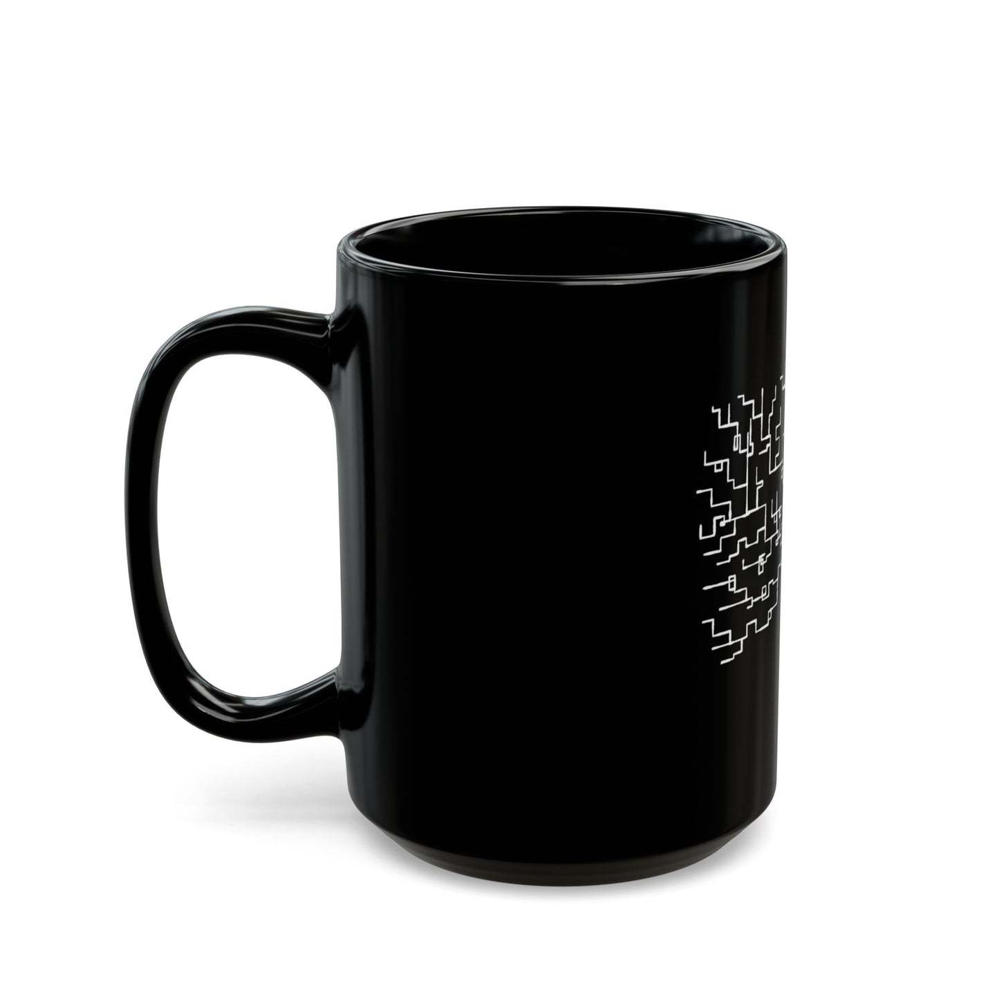 Circuit Tree Black Coffee Mug — Techy Geometric Tree Design (11oz & 15oz)